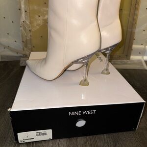 Nine West white leather bootie
